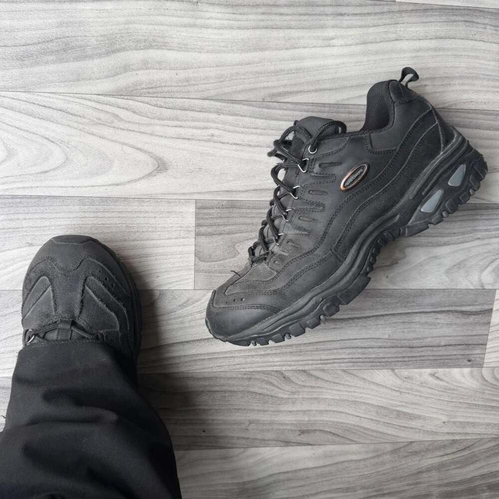 Skechers SN 4984 Black Chunky Leather Sneakers